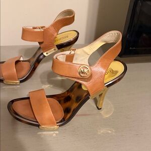Michael Kors Brown Leather Heeled Sandals